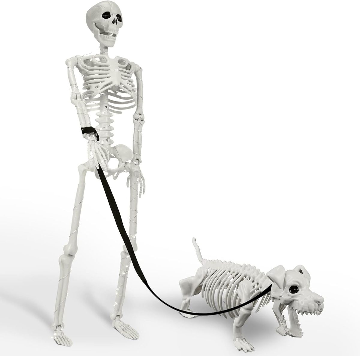 Esqueleto Paseando a su Perro con Luces LED (91 cm)